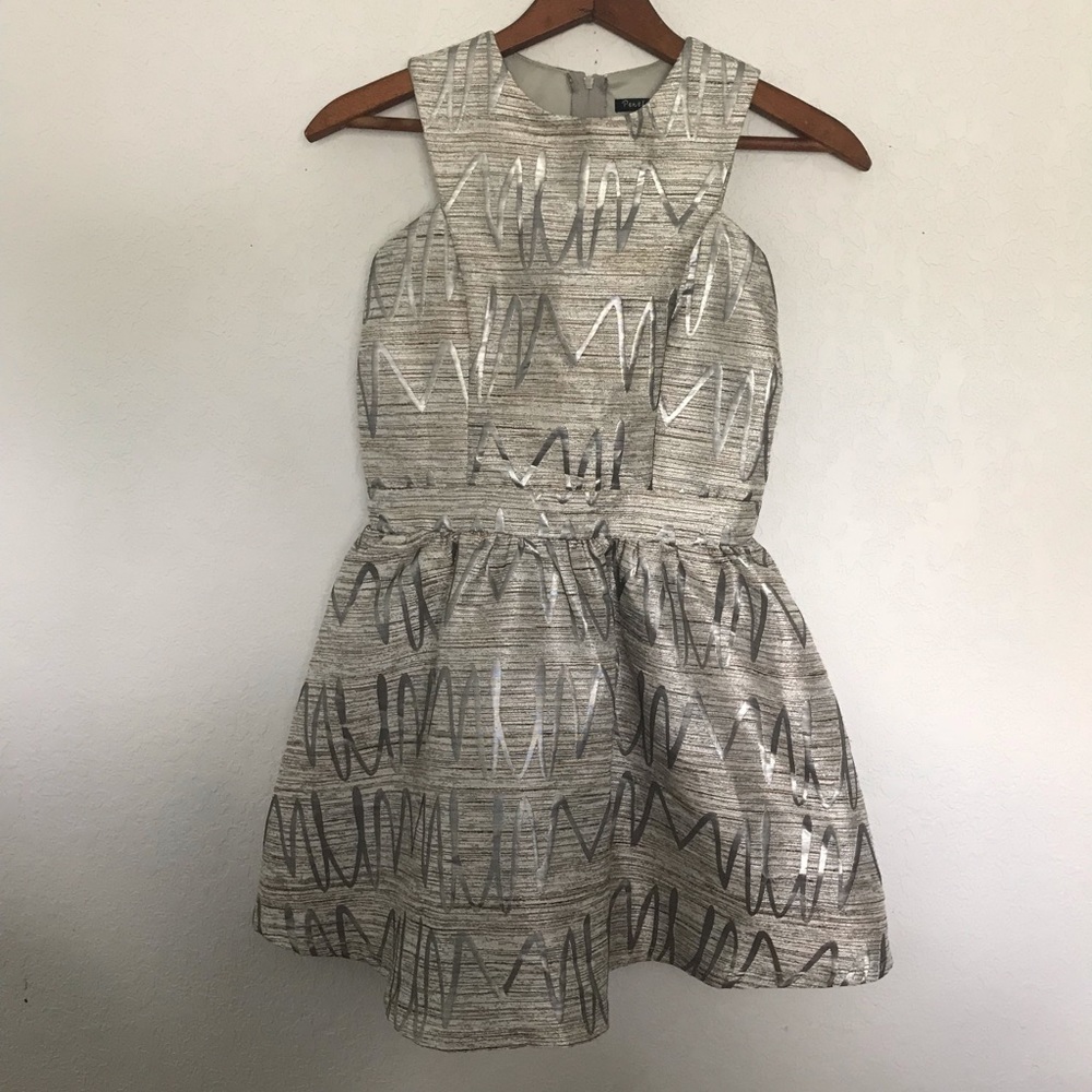 Penelope Tree Girls Silver Textured Dress
